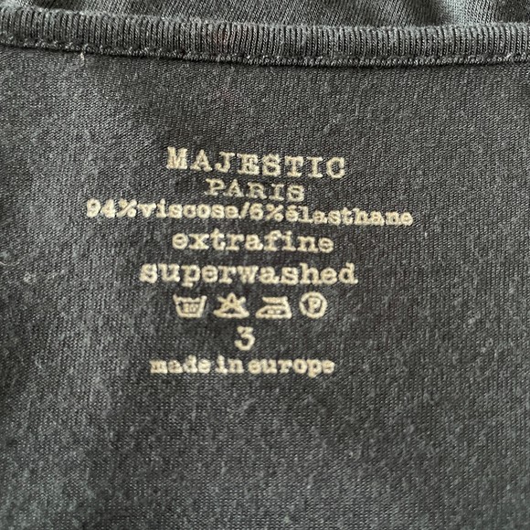 MAJESTIC PARIS NEIMAN MARCUS EXTRAFINE SUPERWASHED COWL NECK 3/4 SLEEVE TOP 3 L - Picture 7 of 7